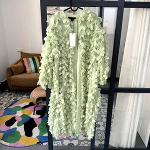 ZARA LONG PETAL COAT MINT GREEN NEW WOMAN 3920/282/537 size L Large - Picture 1 of 23