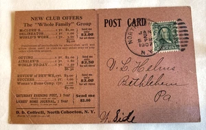 Vintage Postkarte - 1907, D. D. Cottrell Subscription Agency, Ben Franklin 1C - Bild 1 von 12