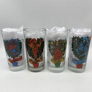 MISPRINTED! VTG Indiana Glass 12 DAYS OF CHRISTMAS GLASSES Day 9-12 - Picture 1 of 9