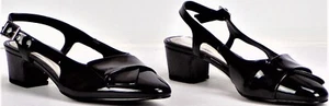 EASY STREET size 7M black faux-patent-leather mid-heel slingback pumps all synth - Picture 1 of 11