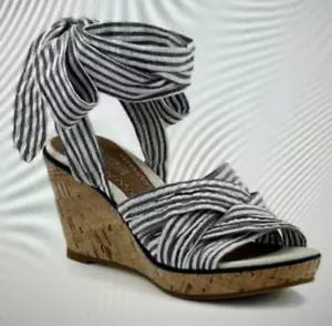 NUEVO SIN CAJA, SANDALIAS ALPARGATA SPERRY TOPSIDER a rayas con plataforma de tobillo/corbata, talla 7,5 - Imagen 1 de 8
