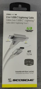 Scosche 2-in-1 USB-C/iPhone Cable 4FT 1.2 M White - Picture 1 of 7