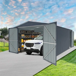 20x13 FT Outdoor Storage Shed Metal Garage Shed for Car 2 Doors and 4 Vents - Picture 1 of 12