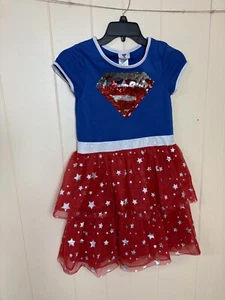 Supergirl Dress Girls Size L (10-12) Costume 2 Piece Dress Cape Sequin - Picture 1 of 15