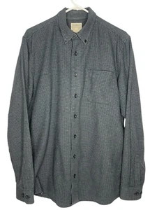LL Bean Men's Med Tall Black Gray Houndstooth Slightly Fitted L/S Shirt 508222 - Picture 1 of 9