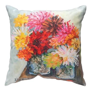 COLORFUL CHRYSANTHEMUMS INDOOR OUTDOOR TEXTURED THROW PILLOW - 18" SQUARE - Picture 1 of 1