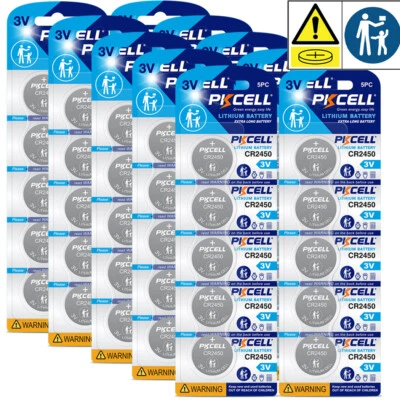 Batería de litio CR2450 50 piezas de larga duración y alta capacidad pila de botón de moneda de 3 voltios Foto 1 de 4