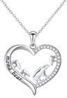 Mama bear with 3 cubs Necklace Sterling Silver CZ Heart Mom Child Pendant Gifts