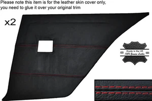 RED STITCH 2X REAR DOOR CARD SKIN COVERS FITS PEUGEOT 309 85-93 3 DOOR - Picture 1 of 3