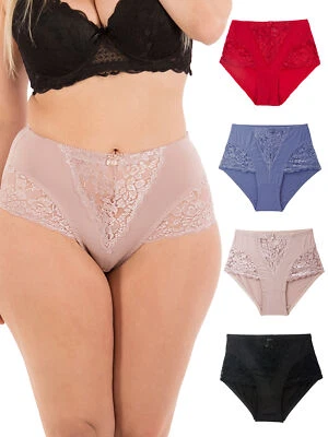 Womens Underwear Sexy Briefs Lace Light Tummy Control Panties S-Plus Size Girdle - Image 1 of 4