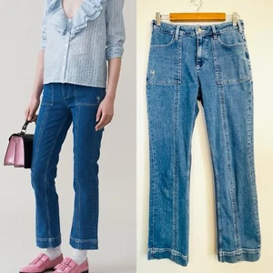 GANNI Size 38 10 Blue Denim Compton Straight Leg Jeans Designer - Picture 1 of 24