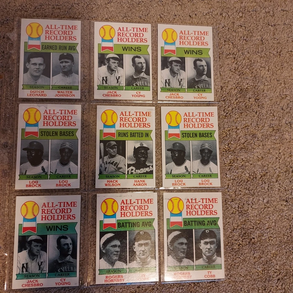 1979 年 TOPPS 全时记录夹 (9) RYAN、COBB、AARON、OTHERS-EX — 第 1/1 张图片