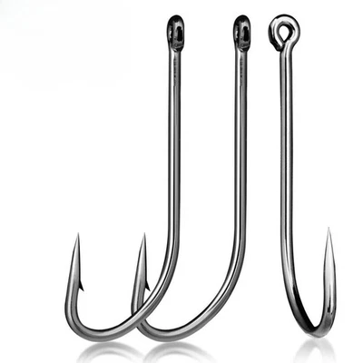 50~200 piezas ganchos de pesca de caña larga de agua salada de acero al carbono de 12 mm~78 mm ganchos Foto 1 de 4