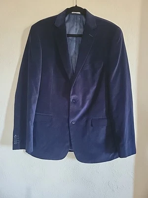 Abrigo deportivo de terciopelo liso ajustado para hombre Alfani Blazer Chaqueta Azul 42 L Foto 1 de 4