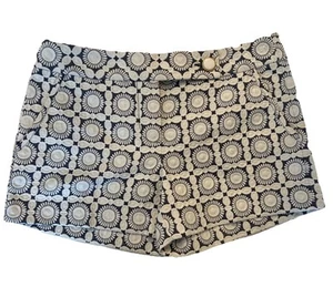Trina Turk Corbin Bellini geometrische Jacquard Shorts weiß & blau Größe 2 - Bild 1 von 6