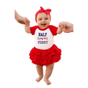 Conjunto Body Niñas Medio Cumpleaños Personalizado Medio Camino al Primer Infantil Medio 1/2 - Imagen 1 de 2