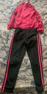 Girls Adidas Size 6X Pink Peplum Active Casual Track Suit Jacket Pant Set - Picture 1 of 9