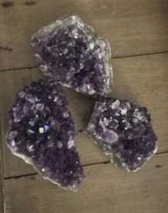 Amethyst Raw StoneQuartz Crystal Cluster LOT of 3 1 Lb - Picture 1 of 4