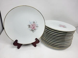 14 Noritake 6238 Roseville 8 1/4" Salad Plates -Pink Rose Pattern - Picture 1 of 5