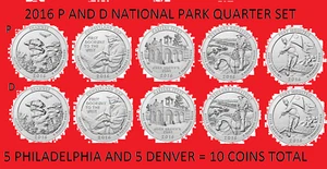 2016 America the Beautiful Quarter P & D 10 Kursmünzensatz UNC - Bild 1 von 1