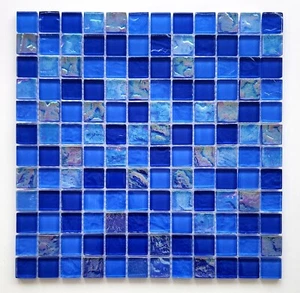 Premium Pool Glass Tile 1x1 inch | Iridescent Pool & Bathroom Mosaic - Picture 1 of 2