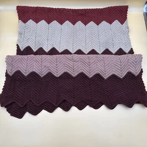 Vtg Multicolor Chevron Afghan Crochet Throw Lap Blanket Brown/Rust/Tan 72"x32" - Picture 1 of 6