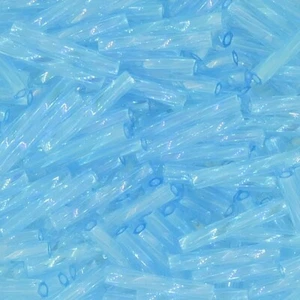 Miyuki Twisted Bugle Beads 2x12mm Transparent Aqua Blue AB 13GM - Picture 1 of 5