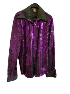 70’s Sequin Disco Shirt , Purple/Pink  XL - Picture 1 of 4