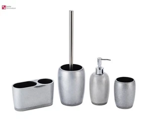 Juego de 4 piezas de baño accesorios de baño juego de baño juego de resina sintética plata - Imagen 1 de 6