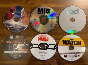 6 DVDs Disc Only Django Unchained, Ted, Watch MIB3, Taken 2, Amazing Spider-man - Picture 1 of 1