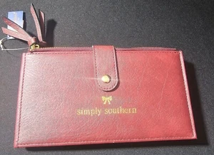 NWT Simply Southern Burgundy Wallet Gold Tone 4.25x7.5" - Picture 1 of 6