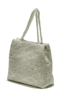 White Sequined Handles Bag For Women - Bridal Evening Bag - Picture 1 of 1
