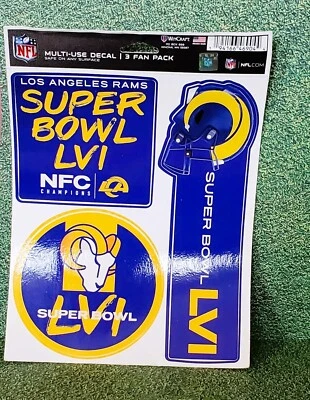 Los Angeles Rams Super Bowl LVI  Fan Pack 3 Decals NFL NFC Champions 2022 - Image 1 of 4
