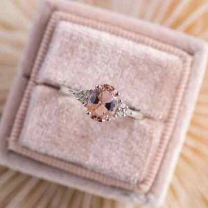 925 Sterling Silber Ovalschliff Vintage Versprechen Ring Jubiläumsring für Sie, Frau - Bild 1 von 19