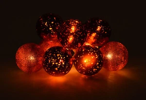 LED Christbaumkugel Lichterkette - 230 cm - Weihnachts Baum Kugel rot beleuchtet - Bild 1 von 3