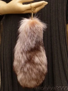 AUTHENTIC INDIGO FOX FUR TAIL KEYCHAIN *NEW* - Picture 1 of 2