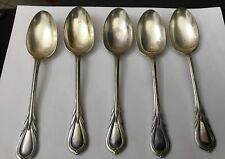 5 Harrison Brothers Howson 18.5cm Silver Plate Lily Dessert Spoons HB&H Cutlery