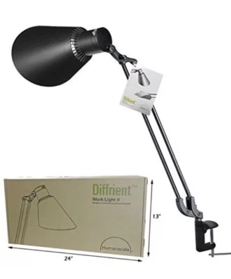 New Humanscale Diffrient Work Light II 2 Clamp Mount Black Single Arm - Image 1 of 4