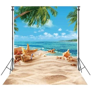 5X7ft Polyester Blue Summer Beach Seaside Sunset Backdrop Tropical Hawaiian O... - Picture 1 of 5