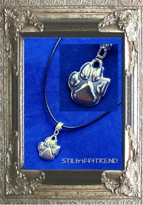 KETTE HALSBAND mit ANHÄNGER HUNDEPFOTE PFOTE silber schwarz 45cm - Bild 1 von 4