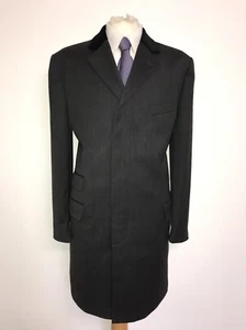 CHARLES TYRWHITT - Mens Long DARK GREY COVERT WOOL COAT - 40 Reg - GORGEOUS - Picture 1 of 14