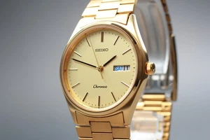 Vintage 1990 [N MINT] Seiko Chronos 5H23-7D40 Gold Quartz Men's Watch From JAPAN - Picture 1 of 12