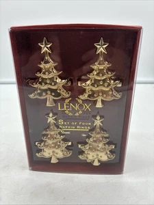 Lenox Holiday Noel Gold Weihnachtsbaum Serviettenringe Box 4er Set - Bild 1 von 8