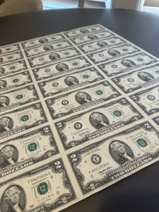 1995 series $2 Two Dollar 32 Note Sheet Uncut Currency - Picture 1 of 5