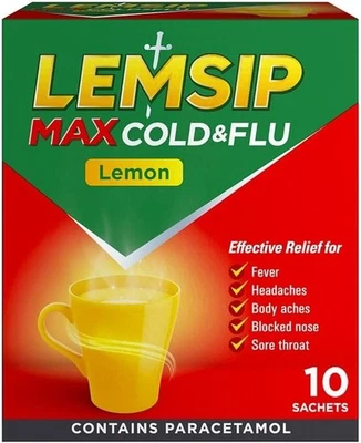 Lemsip Cold & Flu Sachets for Fever, Headache, Blocked Nose & Body Aches Relief