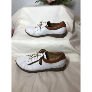 Hartjes Sneakers Women 7.5 White Leather Comfort Casual Shoes Zip Lace Minimalis - Picture 1 of 12