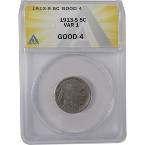 1913 S Type 1 Indian Head Buffalo Nickel G 4 ANACS 5c Coin SKU:I17512 - Picture 1 of 4