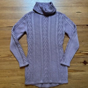 Purple cable knit turtle neck long sleeve sweater dress SIZE S - Picture 1 of 5