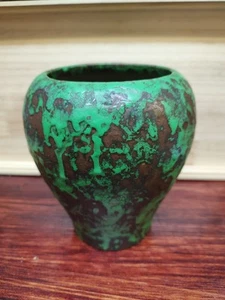 Weller Pottery c. 1920s Coppertone Green Mottled Arts & Crafts Style 6.5" Vase - Picture 1 of 9