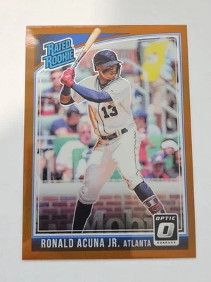Tarjeta de novato Donruss Optic Ronald Acuna Jr 2018 clasificación Bronze Prizm SP Foto 1 de 4
